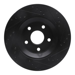 Jeep Wrangler Brake Rotor (1) - Front Left - R1 Concepts - Drilled & Slotted - Black - `12-`18